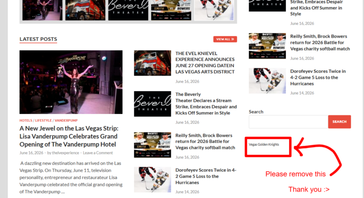Sports website homepage featuring hockey action